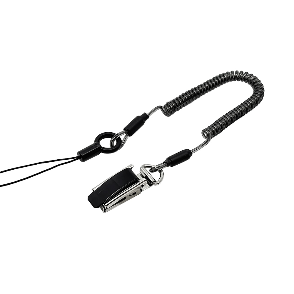 スマートフォン 携帯電話 落下防止 紛失防止 ストラップ ワイヤー入り 超高耐久 ちぎれにくい メタルクリップ しっかり留まる 強力 コイルストラップ  ショートタイプ 27cm 最大80cm ブラック RCSTWM03BK ラスタバナナ-ラスタバナナダイレクト
