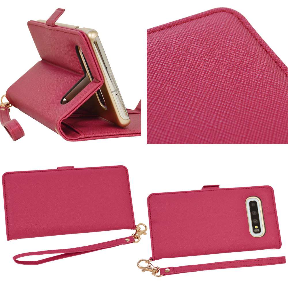Galaxy S10+ ケース/カバー 手帳型 ハンドストラップ付き ブラック