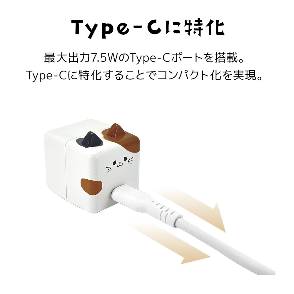 ��Фˤ㡼 ���ӡ��� ���Ŵ� AC�����ץ��� AC���Ŵ� ������C ���󥻥�� AC Type-C 5V/1.5A 7.5W 0.2A ��Х˥㡼 ���ӡ��� ���Ϥ� RACC1A02KHK �饹���Хʥ�