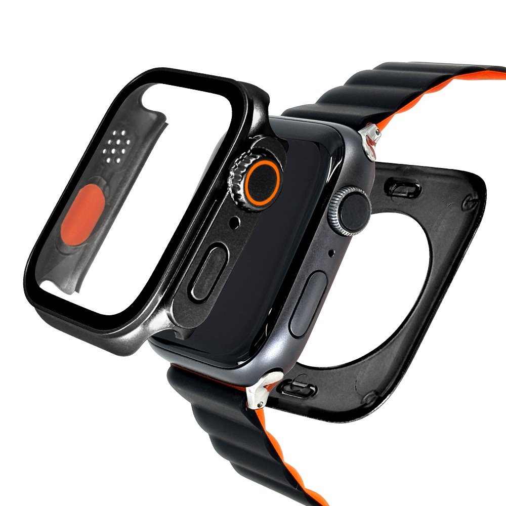 Apple Watch SE ��3���� SE ��2���� SE 40mm ���饹�ե���� ������ ���С� �ϥ��֥�å� ����� ��Ʃ�� �֥�å� BK PC+GLASS ���饹���η��ץ��ƥ����� ɽ�̹���8H ���åץ륦���å� GHB5570AW40 �饹���Хʥ�