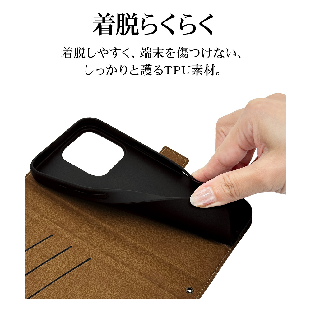 iPhone16iPhone16Proケース手帳型カード収納衝撃吸収磁石黒H01 iPhone16 Pro ケース カバー 手帳型 薄型 耐衝撃吸収 カード入れ