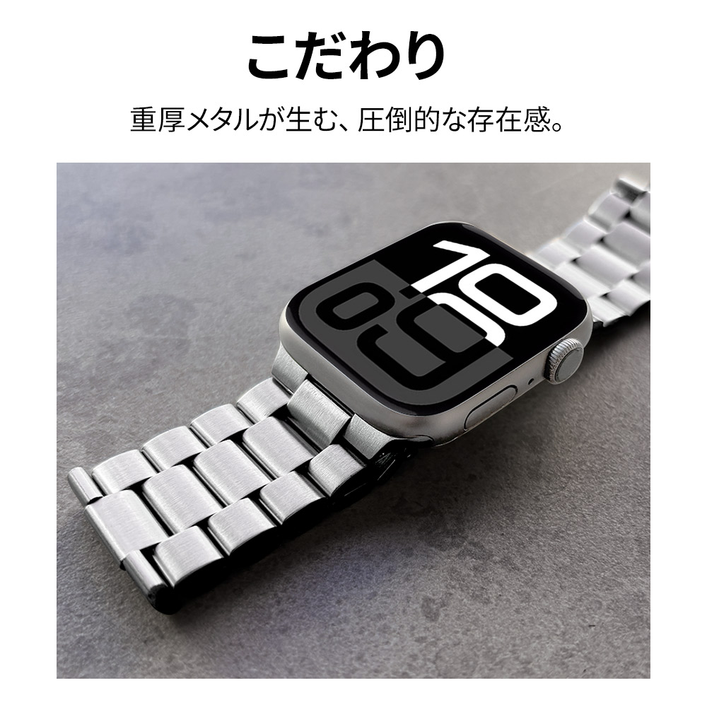 Apple Watch 49mm 46mm 45mm 44mm ���ƥ�쥹 �Х�� Ĺ��Ĵ�ᥭ�åȤĤ� �֥�å� ���åץ륦���å� �٥�� RAWST4410BK �饹���Хʥ�