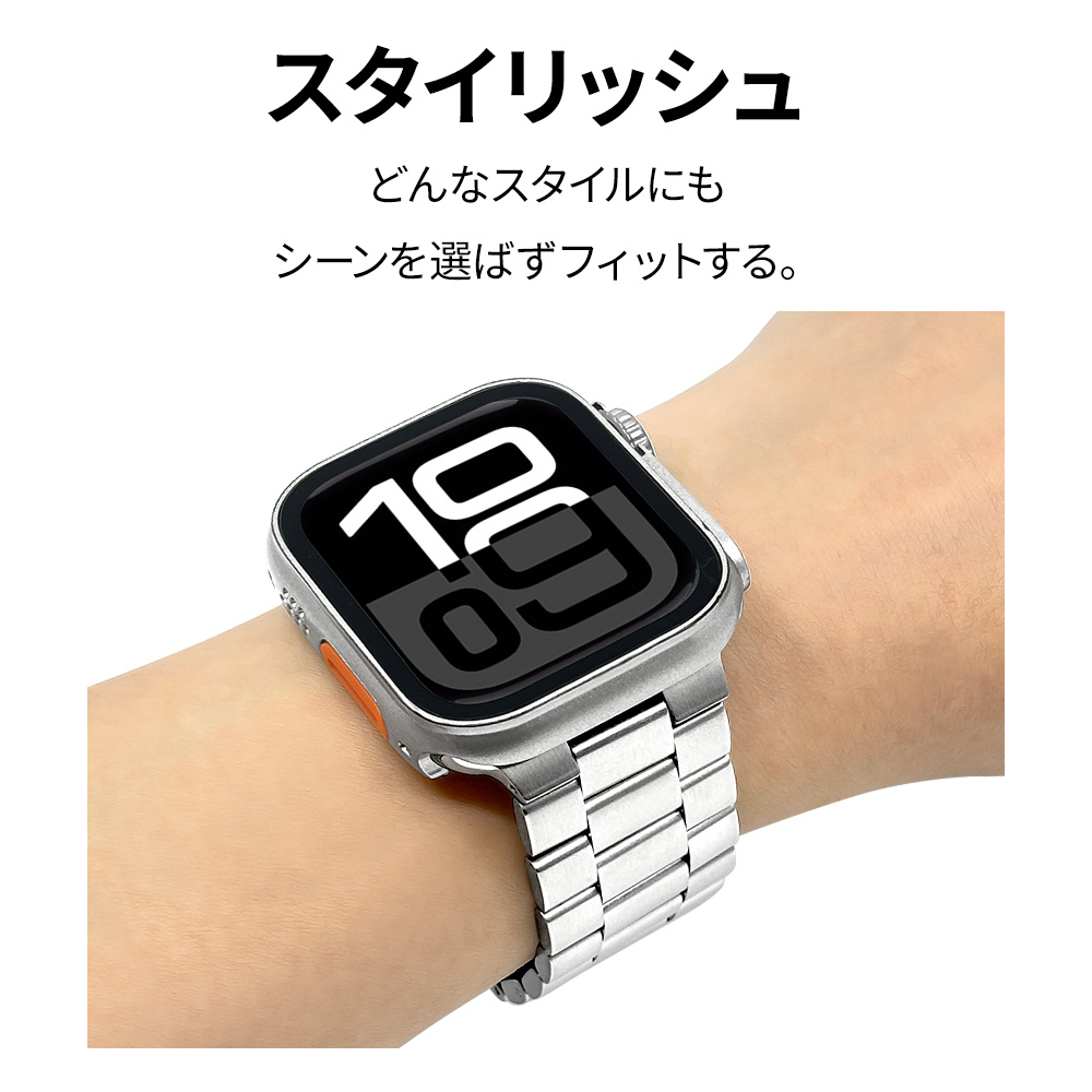 Apple Watch 49mm 46mm 45mm 44mm ���ƥ�쥹 �Х�� Ĺ��Ĵ�ᥭ�åȤĤ� �֥�å� ���åץ륦���å� �٥�� RAWST4410BK �饹���Хʥ�