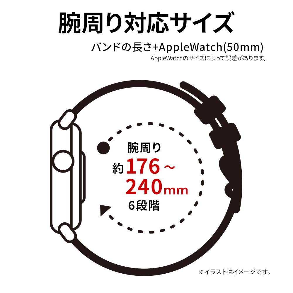 Apple Watch 49mm 46mm 45mm 44mm ���ƥ�쥹 �Х�� Ĺ��Ĵ�ᥭ�åȤĤ� �֥�å� ���åץ륦���å� �٥�� RAWST4410BK �饹���Хʥ�