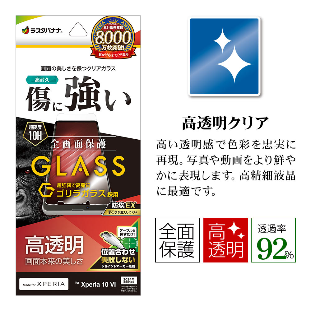 Xperia10 VI SO-52E SOG14 Xperia10 V SO-52D SOG11 ���饹�ե���� �����ݸ� ����� ��Ʃ�� ���ꥢ ����饬�饹���� �ۥ����ɻ�  0.33mm ����10H ��ñŽ���դ� �������ڥꥢ10 �ޡ���6 �ݸ�ե���� GG4218XP106 �饹���Хʥ�