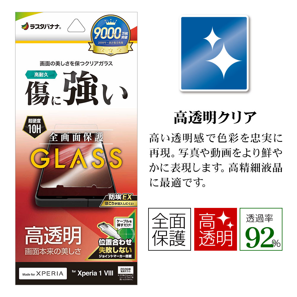 Xperia1 VIII SO-51G SOG17 XQ-GE44 ���饹�ե���� �����ݸ� ����� ��Ʃ�� ���ꥢ ���˶��� �ۥ����ɻ� 0.33mm ����10H ��ñŽ���դ� �������ڥꥢ1 �ޡ���8 �ݸ�ե���� GP5335XP18 �饹���Хʥ�