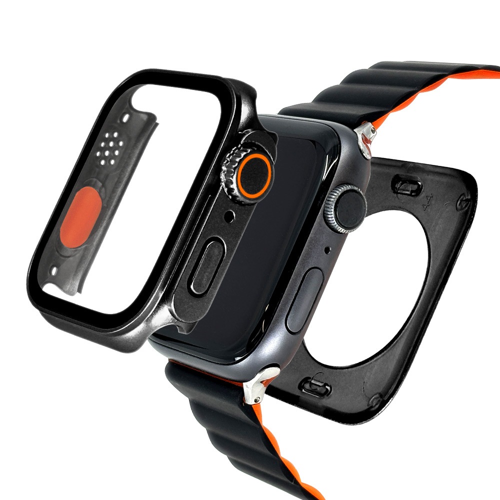 Apple Watch Series8 Series7 45mm ���饹�ե���� ������ ���С� �ϥ��֥�å� ����� ��Ʃ�� �֥�å� BK PC+GLASS ���饹���η��ץ��ƥ����� ɽ�̹���8H ���åץ륦���å� GHB5151AW45 �饹���Хʥ�