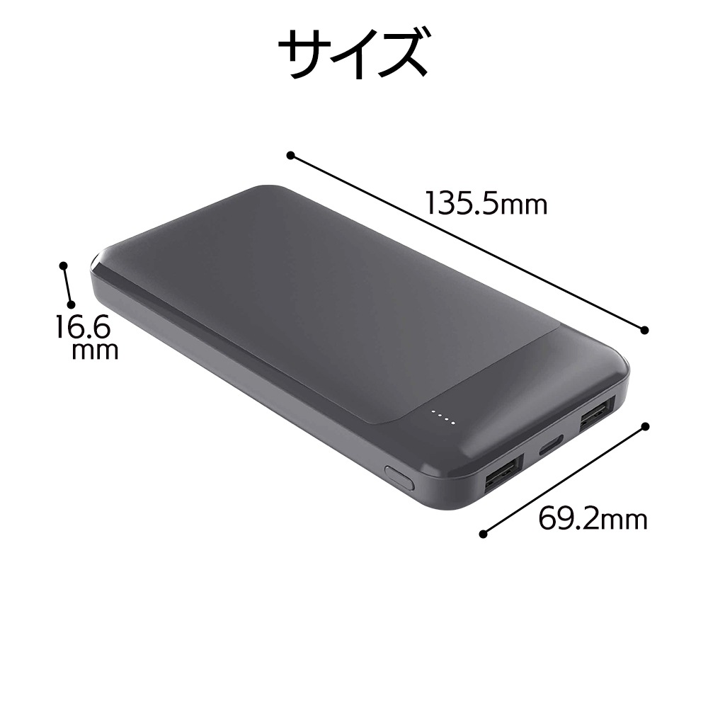 ��Х���Хåƥ꡼ 10000mAh 3�ݡ��� ������C ������A 2.4����ڥ� USB Type-C typec Type-A typea 2.4A ������ ����������� ������� 3��Ʊ������ ���㥳���륰�졼 iPhone iPad ���֥�å� RLI100C2A01CGRY