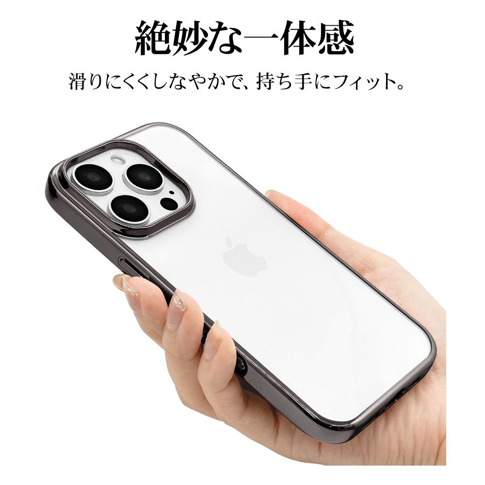 iPhone16 Pro  С եȥ TPU Ѿ׷ۼ ꥢ Ʃ ᥿ե졼 磻쥹б ֥å ե ޥۥ 8198IP461PTPLBK 饹Хʥ