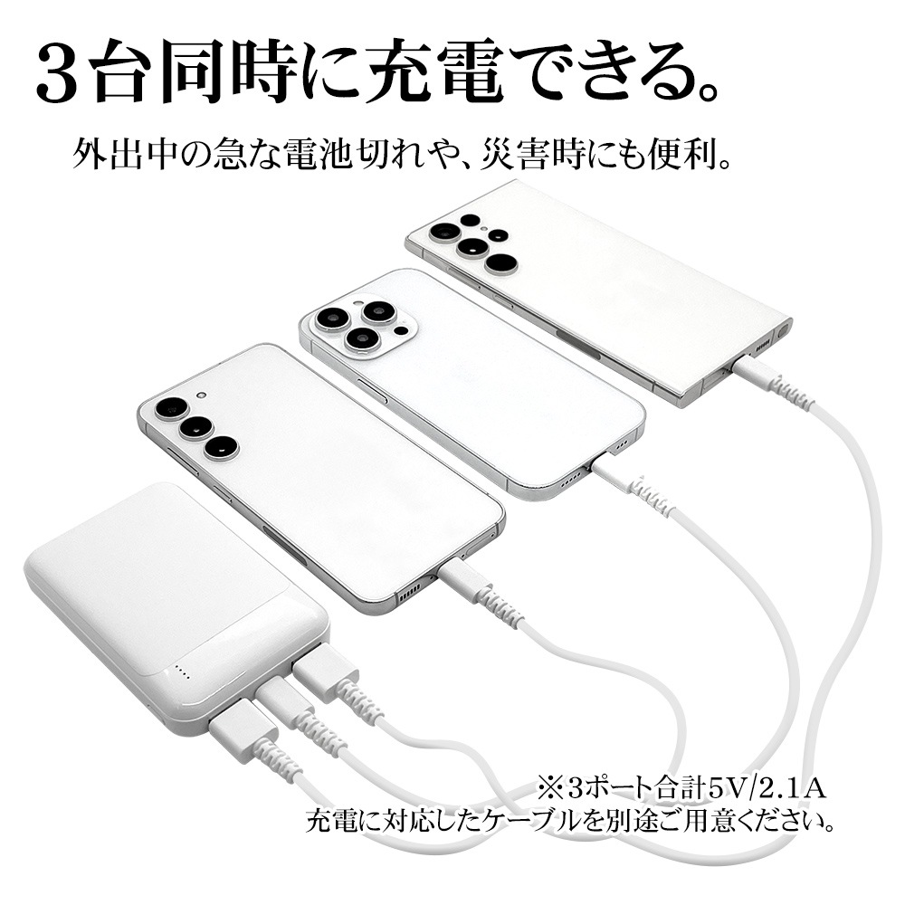 iPhone iPad ޥ ֥å ХХåƥ꡼ 5000mAh C 1ݡ A 2ݡ 2.1A USB Type-C typec Type-A ۥ磻   ǽ 3Ʊ RLI050C2A01WH 饹Хʥ