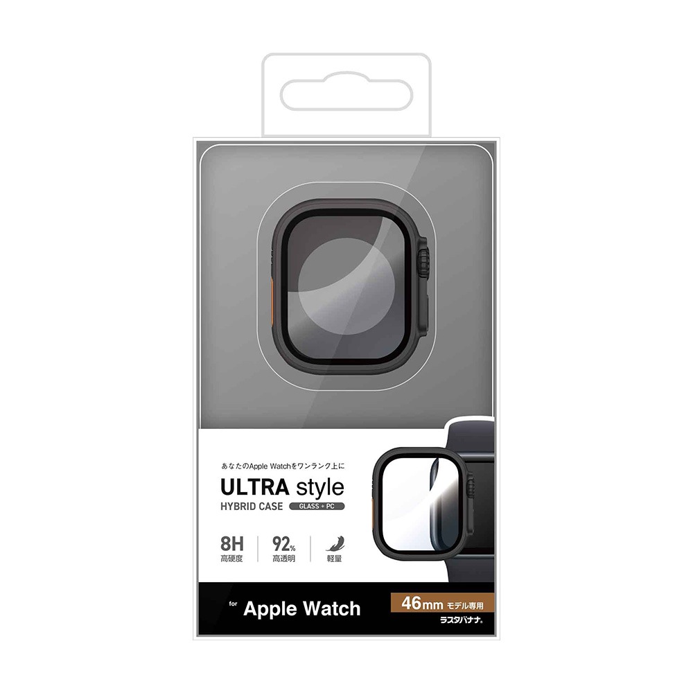 Apple Watch series10 46mm ���饹�ե���� ������ ���С� �ϥ��֥�å� ����� ��Ʃ�� �֥�å� BK PC+GLASS ���饹���η��ץ��ƥ����� ɽ�̹���8H ���åץ륦���å� GHB5154AW46 �饹���Хʥ�