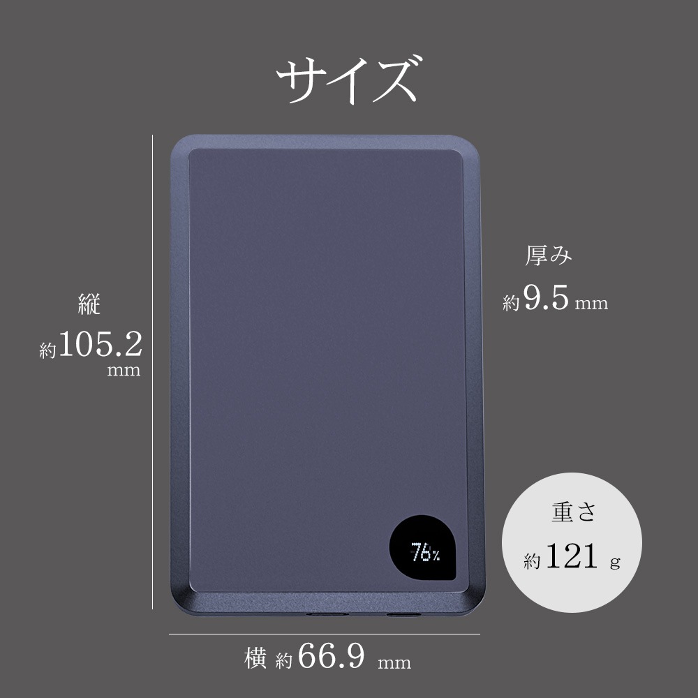 �磻��쥹��Х���Хåƥ꡼ �ޥ��ͥå� �磻��쥹���� 15W 5000mAh ZEROSAFE ��ñ���� ���� ���� ����ѥ��� ������� 15��å� Type-C typec ������C �֥�å� MagSafe iPhone ���ޡ��ȥե��� RLI050WCC15W02BK �饹���Хʥ�