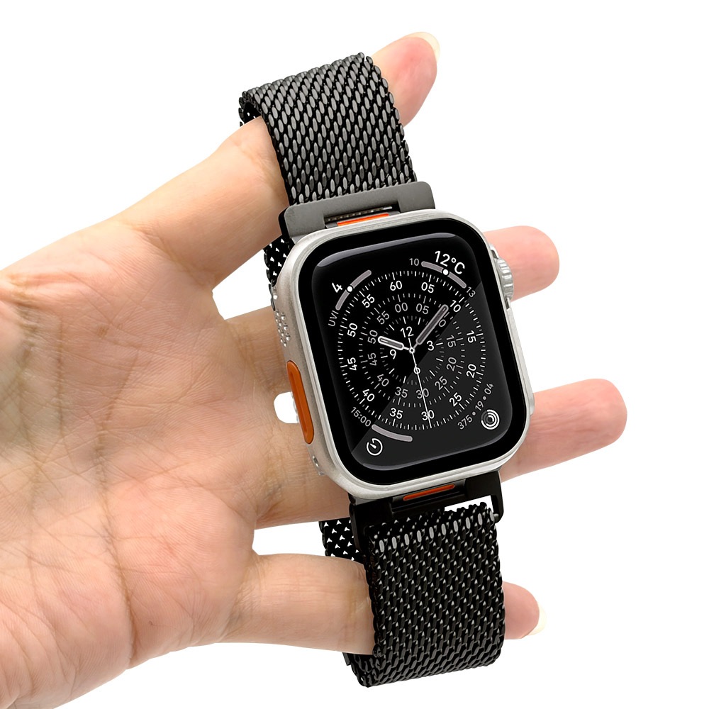 Apple Watch 49mm 46mm 45mm 44mm ULTRA style ���ƥ�쥹 ��å��� �Х�� ����ȥ饹������ ��å��她�ƥ�쥹�Х�� �ޥ��ͥå� ��æ��ñ �Х�� �֥�å� ���åץ륦���å� �٥�� RAWST4411BK �饹���Хʥ�