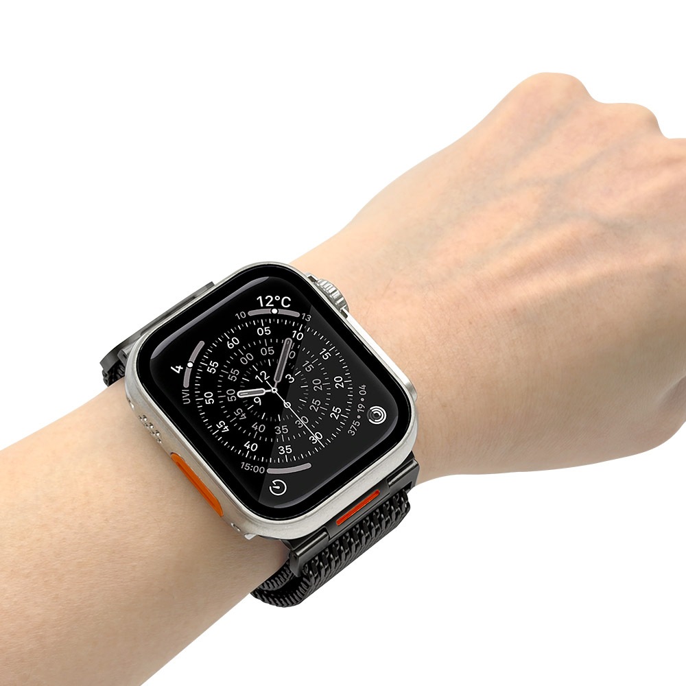 Apple Watch 49mm 46mm 45mm 44mm ULTRA style ���ƥ�쥹 ��å��� �Х�� ����ȥ饹������ ��å��她�ƥ�쥹�Х�� �ޥ��ͥå� ��æ��ñ �Х�� �֥�å� ���åץ륦���å� �٥�� RAWST4411BK �饹���Хʥ�