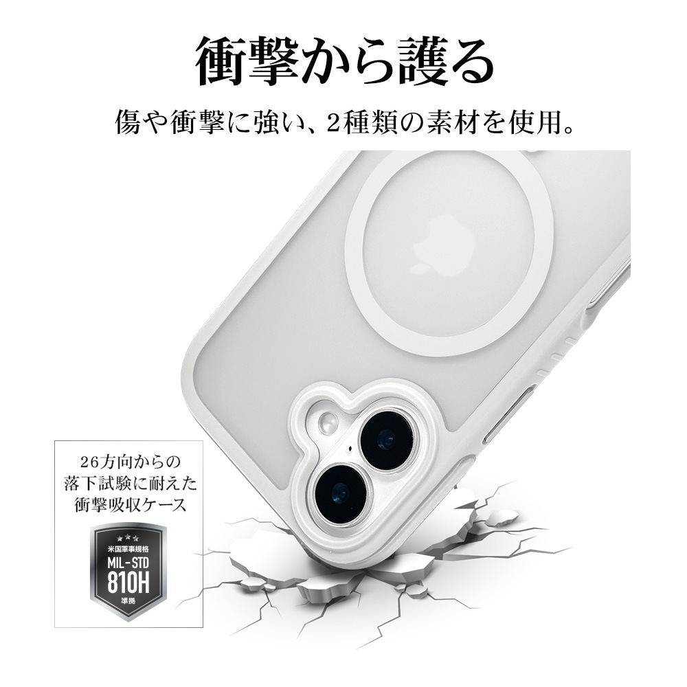 iPhone16 ������ ���С� �ϥ��֥�å� MagSafe�б� Air_C �Ѿ׷�ۼ� MIL���� ���� ��� �ޥåȲù� �����ɻ� TPU�Х�ѡ������� �������å���� �磻��쥹�����б� �ۥ磻�� �����ե��� ���ޥۥ����� 8128IP461HPMWH �饹���Хʥ�