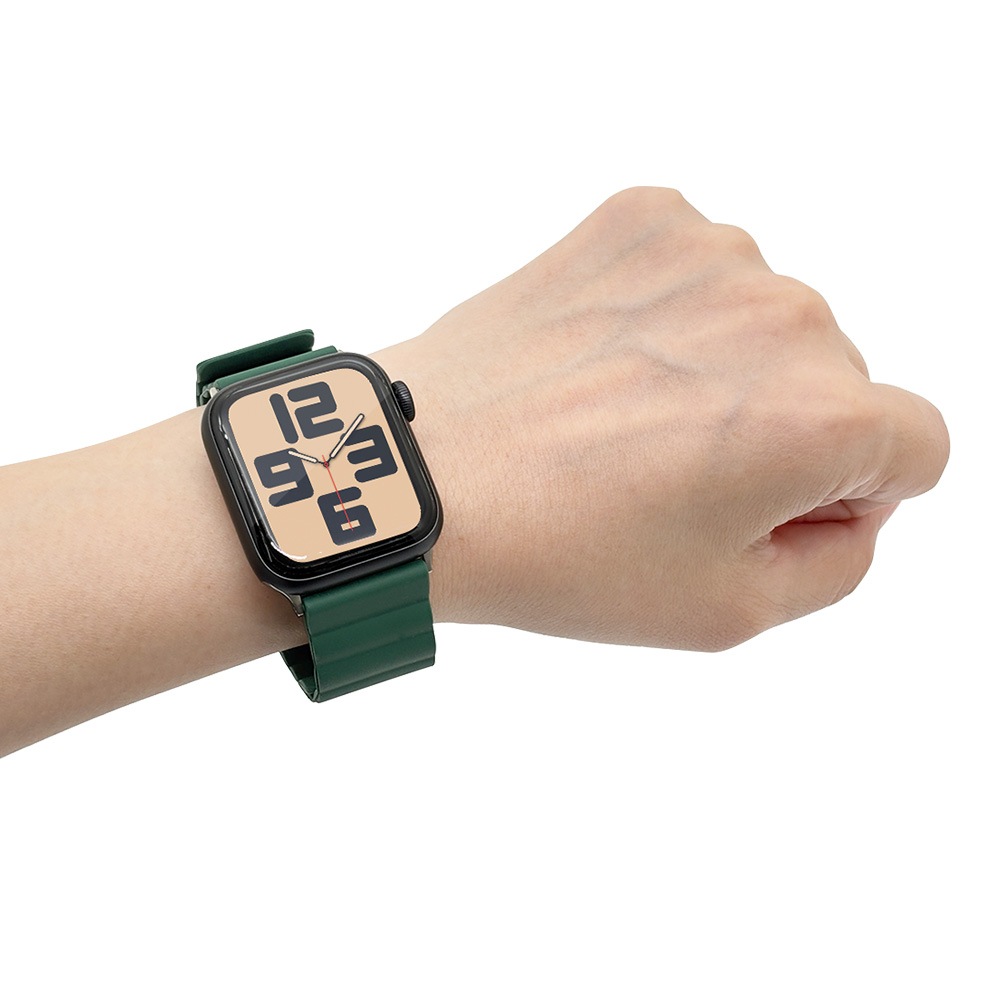 Apple Watch Series10 9 8 7 6 5 4 SE��2���� SE 42mm 41mm 40mm 38mm ���ꥳ��Х�� ��æ��ñ �Х�� �ޥ��ͥåȥ����� ���꡼�� ���åץ륦���å� �٥�� RBLAWM4007GR