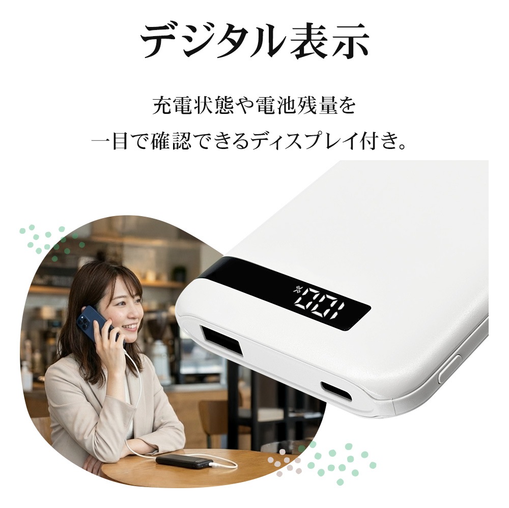 Ĺ��̿ ���� Ⱦ�������� ��������� ��Х���Хåƥ꡼ 10000mAh 3�ݡ��� ������C 20��å� ������A 3����ڥ� Type-C 20W Type-A 3A PD Power Delivery �ۥ磻�� iPhone ���ޥ� iPad RLI100C20W04WH �饹���Хʥ�