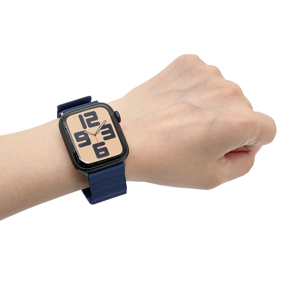 Apple Watch Series10 9 8 7 6 5 4 SE��2���� SE 42mm 41mm 40mm 38mm ���ꥳ��Х�� ��æ��ñ �Х�� �ޥ��ͥåȥ����� �֥롼 ���åץ륦���å� �٥�� RBLAWM4007BL