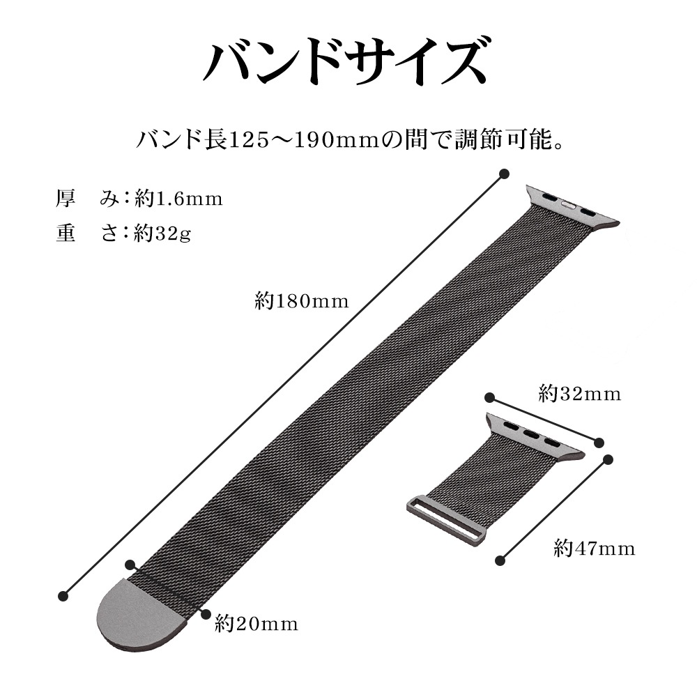 Apple Watch Series10 Series9 Series8 Series7 Series6 Series5 Series4 Series3 SE��2���� SE 41mm 40mm 38mm ���ƥ�쥹 ��å��� �Х�� �ޥ��ͥåȥ����ץ֥�å� ���åץ륦���å� �٥�� RBLAW4006BK