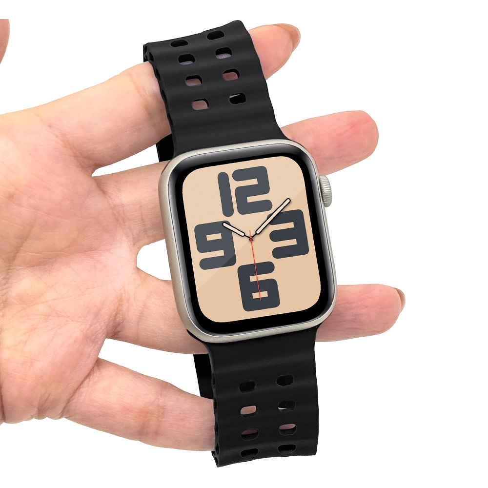 Apple Watch Series10 9 8 7 6 5 4 SE��2���� SE 42mm 41mm 40mm 38mm ���ꥳ��Х�� ��æ��ñ �Х�� �֥�å� ���åץ륦���å� �٥�� RBLAW4007BK
