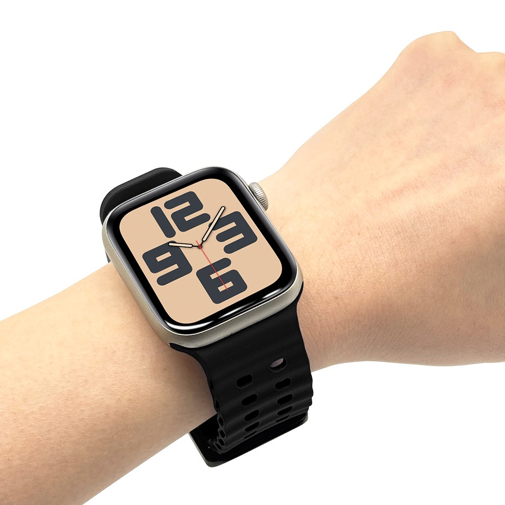 Apple Watch Series10 9 8 7 6 5 4 SE��2���� SE 42mm 41mm 40mm 38mm ���ꥳ��Х�� ��æ��ñ �Х�� �֥�å� ���åץ륦���å� �٥�� RBLAW4007BK