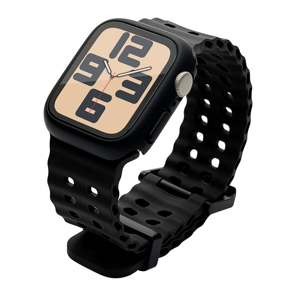Apple Watch Series10 9 8 7 6 5 4 SE��2���� SE 42mm 41mm 40mm 38mm ���ꥳ��Х�� ��æ��ñ �Х�� �֥�å� ���åץ륦���å� �٥�� RBLAW4007BK