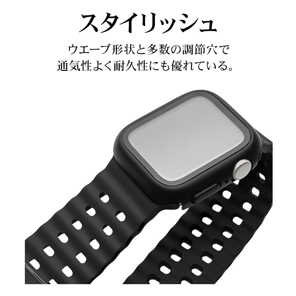 Apple Watch Series10 9 8 7 6 5 4 SE��2���� SE 42mm 41mm 40mm 38mm ���ꥳ��Х�� ��æ��ñ �Х�� �֥�å� ���åץ륦���å� �٥�� RBLAW4007BK