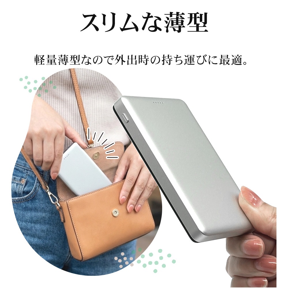 Ĺ��̿ ���� Ⱦ�������� ��������� �磻��쥹��Х���Хåƥ꡼ �ޥ��ͥå� �磻��쥹���� 5000mAh ������C 20��å� 15��å� Type-C 20W 15W PD�б� �ѥ�ǥ�Х꡼ ���� ����С� iPhone RLI050WCC20W01SV �饹���Хʥ�