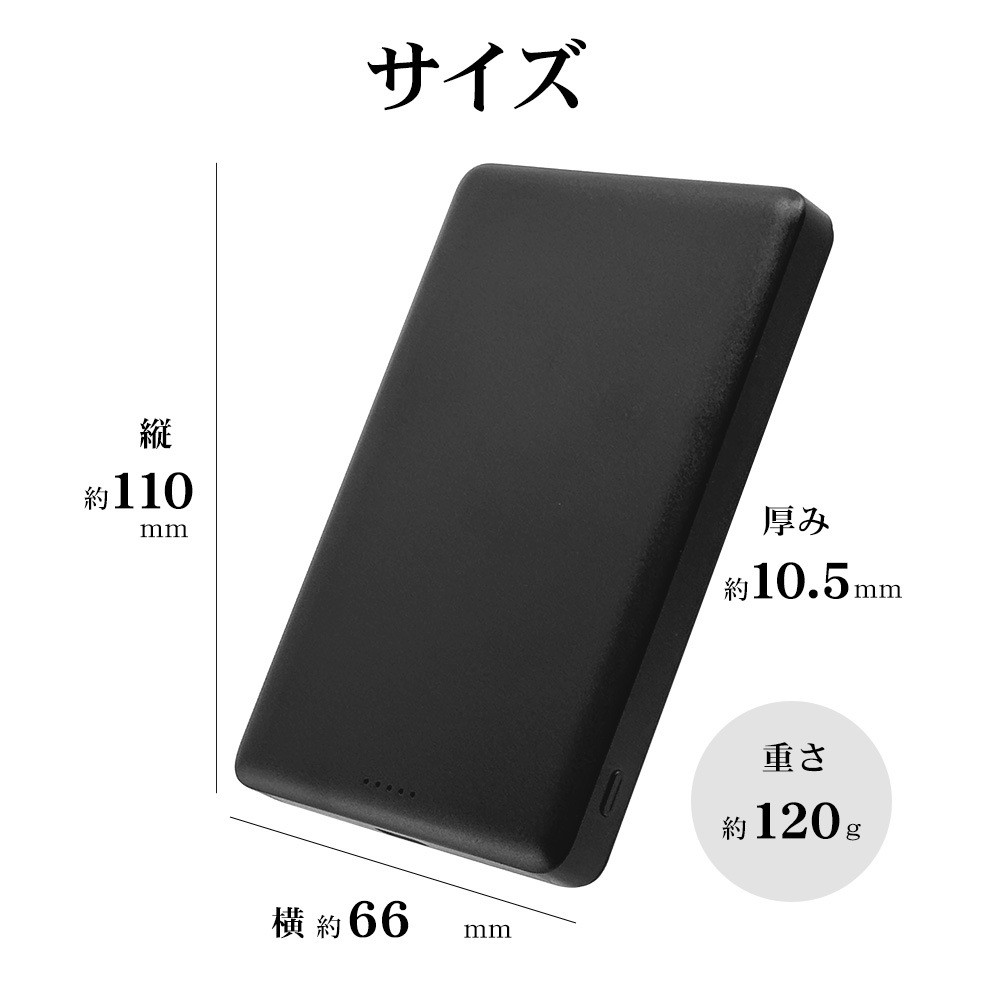 Ĺ��̿ ���� Ⱦ�������� ��������� �磻��쥹��Х���Хåƥ꡼ �ޥ��ͥå� �磻��쥹���� 5000mAh ������C 20��å� 15��å� Type-C 20W 15W PD�б� �ѥ�ǥ�Х꡼ ���� ����С� iPhone RLI050WCC20W01SV �饹���Хʥ�