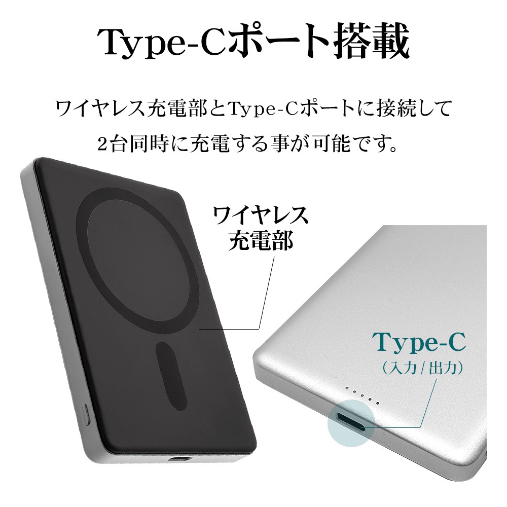 Ĺ��̿ ���� Ⱦ�������� ��������� �磻��쥹��Х���Хåƥ꡼ �ޥ��ͥå� �磻��쥹���� 5000mAh ������C 20��å� 15��å� Type-C 20W 15W PD�б� �ѥ�ǥ�Х꡼ ���� ����С� iPhone RLI050WCC20W01SV �饹���Хʥ�