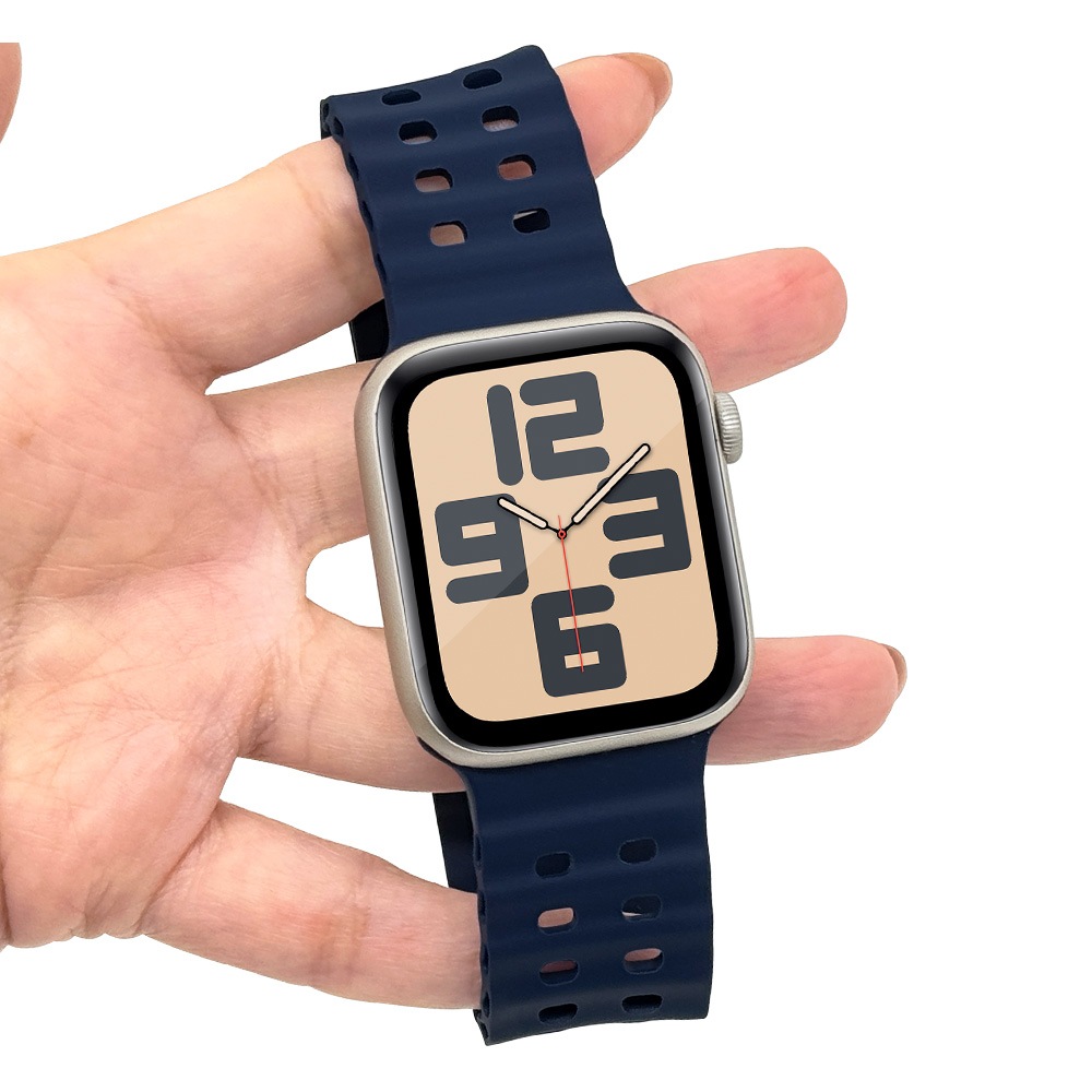 Apple Watch Series10 9 8 7 6 5 4 SE��2���� SE 42mm 41mm 40mm 38mm ���ꥳ��Х�� ��æ��ñ �Х�� �ͥ��ӡ� ���åץ륦���å� �٥�� RBLAW4007NV