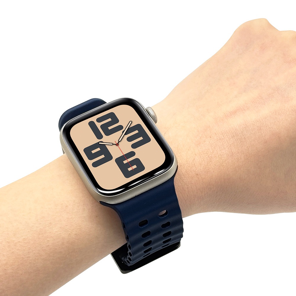 Apple Watch Series10 9 8 7 6 5 4 SE��2���� SE 42mm 41mm 40mm 38mm ���ꥳ��Х�� ��æ��ñ �Х�� �ͥ��ӡ� ���åץ륦���å� �٥�� RBLAW4007NV