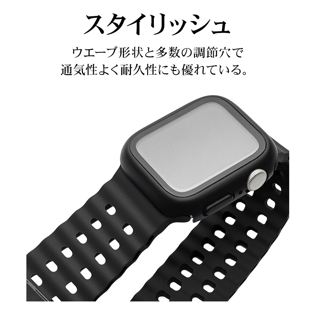 Apple Watch Series10 9 8 7 6 5 4 SE��2���� SE 42mm 41mm 40mm 38mm ���ꥳ��Х�� ��æ��ñ �Х�� �ͥ��ӡ� ���åץ륦���å� �٥�� RBLAW4007NV