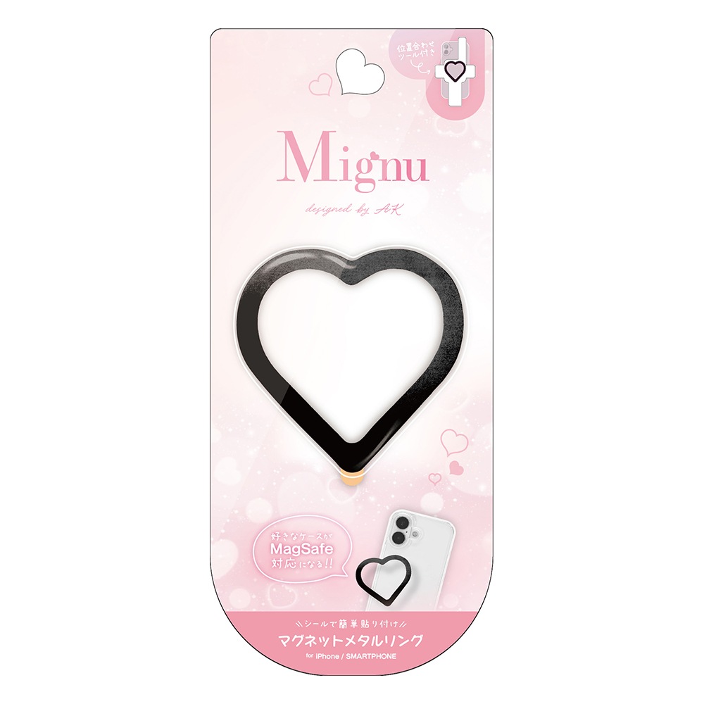 �ޥ��ͥåȥ᥿���� MagSafe�б� �ޥ������� �磻��쥹���� Mignu �ߥ˥� ���ֹ�碌�ġ����դ� �ޥ��ͥåȥ�� ��ñŽ���դ� �֥�å� iPhone Android ���ޥ� RMAGRMI01BK �饹���Хʥ�