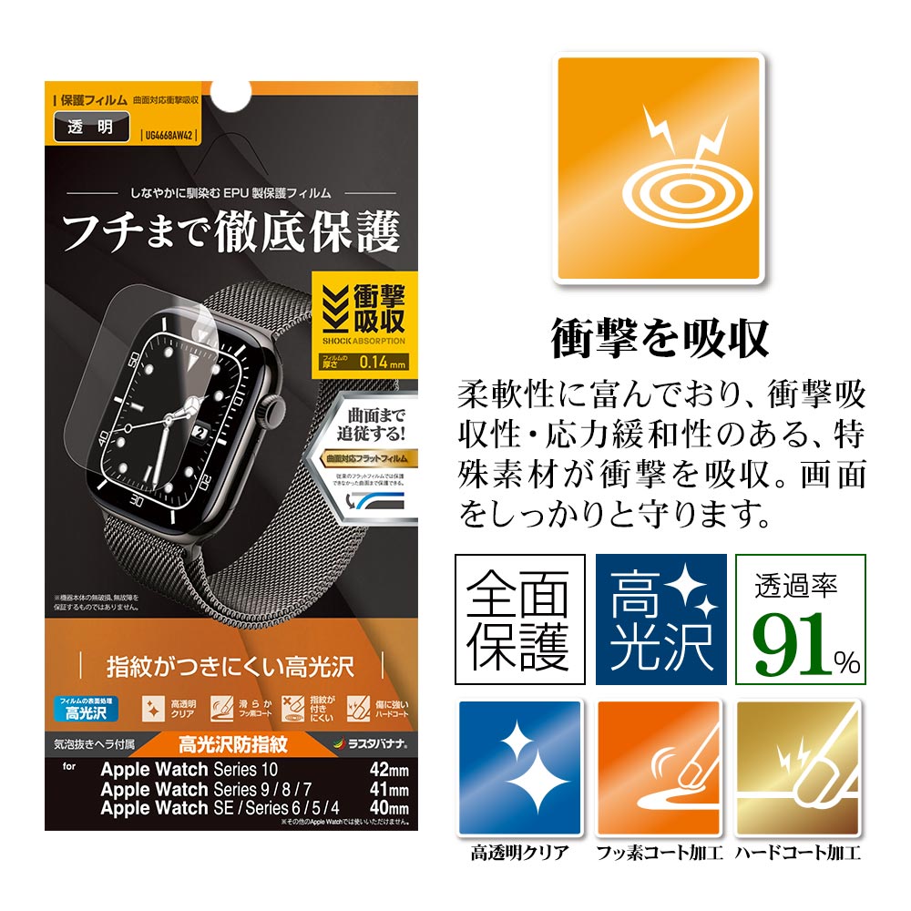 Apple Watch Series 10/9/8/7/SE/6/5/4 42mm/41mm/40mm ե ݸ Ѿ׷ۼ  Ʃ ꥢ ɻ åץ륦å EPU ݸե UG4668AW42 饹Хʥ