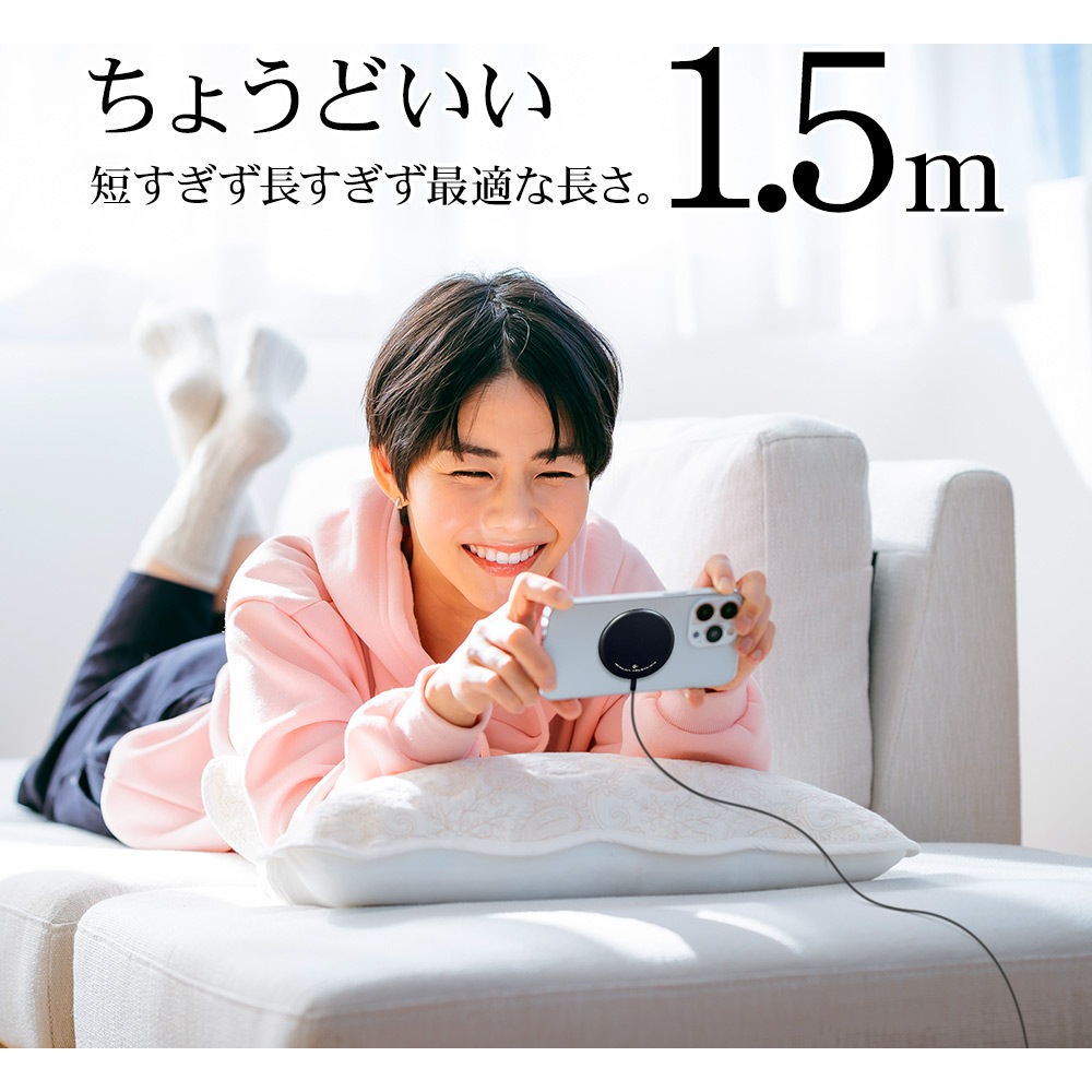 �磻��쥹���㡼���㡼 MagSafe �磻��쥹���� iPhone Android �б� Qi2ǧ�� �ޥ��ͥå� 5W 7.5W 10W 15W 1.5�᡼�ȥ� 1.5m ������C typec Type-C�����֥���η� �֥�å� ���ޡ��ȥե��� R15WCC15W03BK �饹���Хʥ�