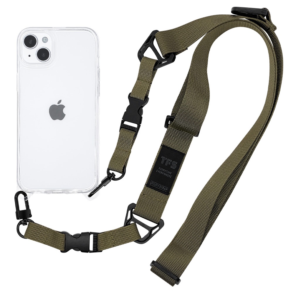 iPhone15 Plus 14 Plus  С ϥ֥å Ѿ׷ۼ ƷMIL   ꥢ Ʃ TPUХѡ+PC  ȥå Ф᤬ ȥåץۡ UTILITY STRAP ꡼֥꡼ ޥۥ 7267IP267HB 饹Хʥ