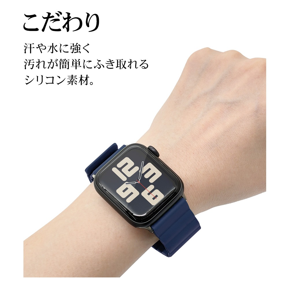 Apple Watch Ultra2nd Ultra Series10 9 8 7 6 5 4 SE��3���� SE��2���� SE 49mm 46mm 45mm 44mm ���ꥳ��Х�� �ޥ��ͥåȥ����� �֥�å��ߥ���� ���åץ륦���å� �٥�� RBLAWM4407BKOR �饹���Хʥ�