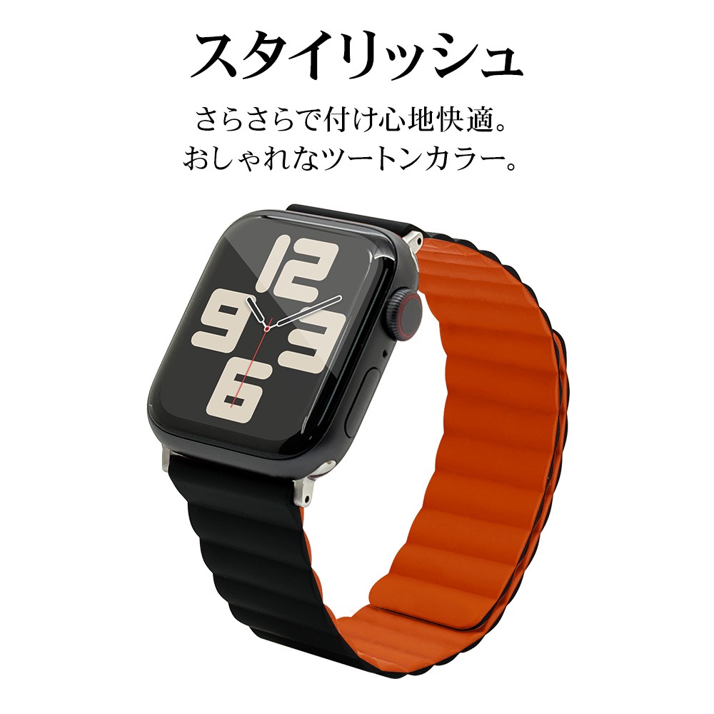 Apple Watch Ultra2nd Ultra Series10 9 8 7 6 5 4 SE��3���� SE��2���� SE 49mm 46mm 45mm 44mm ���ꥳ��Х�� �ޥ��ͥåȥ����� �֥�å��ߥ���� ���åץ륦���å� �٥�� RBLAWM4407BKOR �饹���Хʥ�