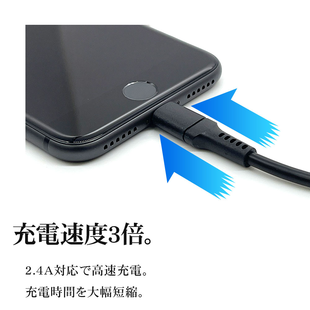 ���ť����֥� iPhone iPod iPad MFiǧ�� 2.4A �饤�ȥ˥� USB ���š��̿������֥� Lightning USB-A �ۥ磻�� 1m R10CAAL2A05WH