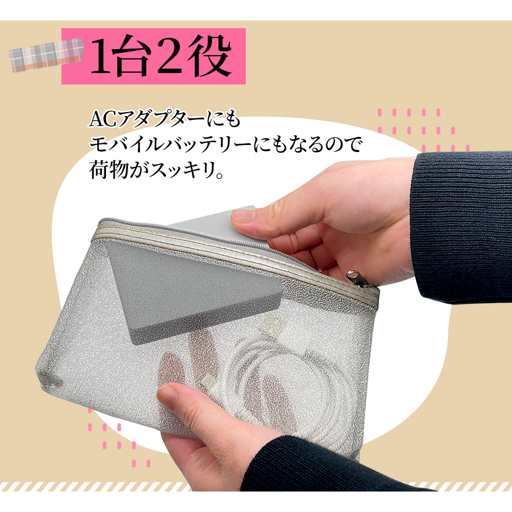 ���Ŵ� AC�����ץ��� USB���Ŵ�  ��Х���Хåƥ꡼ 5000mAh 3A USB Type-C typec Type-A ��Ǽ�����󥻥�� ���� ����ѥ��� ���������ǽ 2��Ʊ������ �ۥ磻�� iPhone iPad ���֥�å� RLI050AC3A01WH