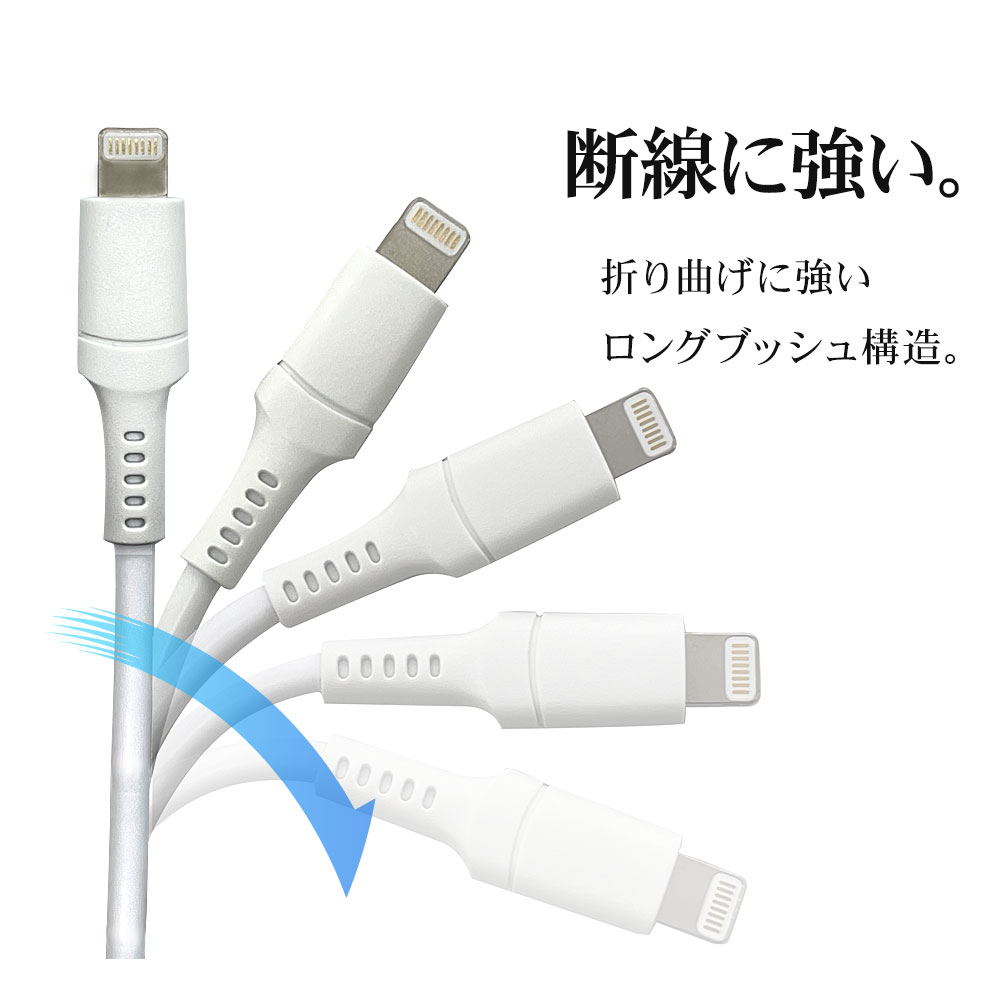 ť֥ iPhone iPod iPad MFiǧ 2.4A 饤ȥ˥ USB š֥̿ Lightning USB-A ۥ磻 2m R20CAAL2A02WH