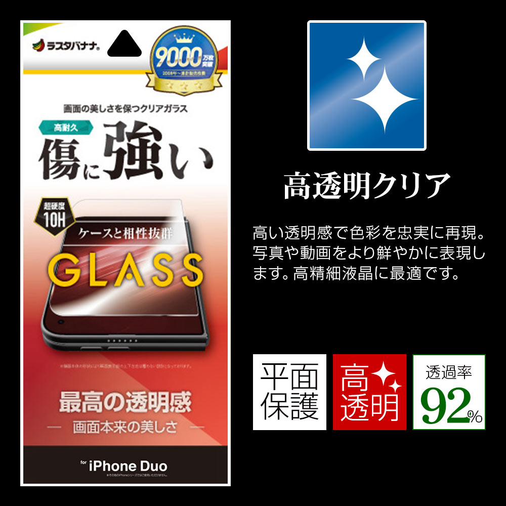 iPhone Duo ���饹�ե���� ����� ��Ʃ�� ���ꥢ ���˶��� 0.33mm ����10H �����ȥǥ����ץ졼�� ��¦�����ѥ����ե��� �ݸ�ե���� GP5496IP6F �饹���Хʥ�
