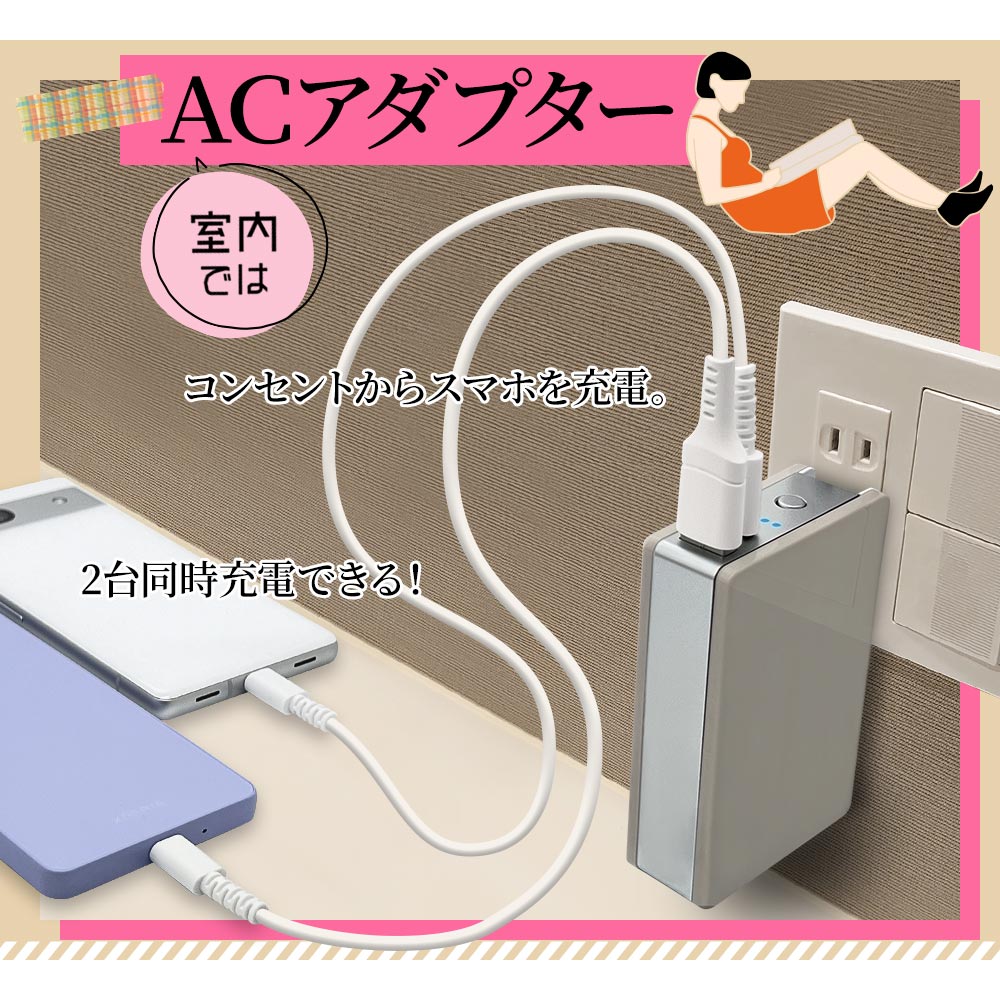 Ŵ USBŴ  ХХåƥ꡼ 5000mAh 3A USB Type-C typec Type-A Ǽ󥻥  ѥ  ǽ 2Ʊ 饤ȥѡץ iPhone iPad ֥å RLI050AC3A01LPU
