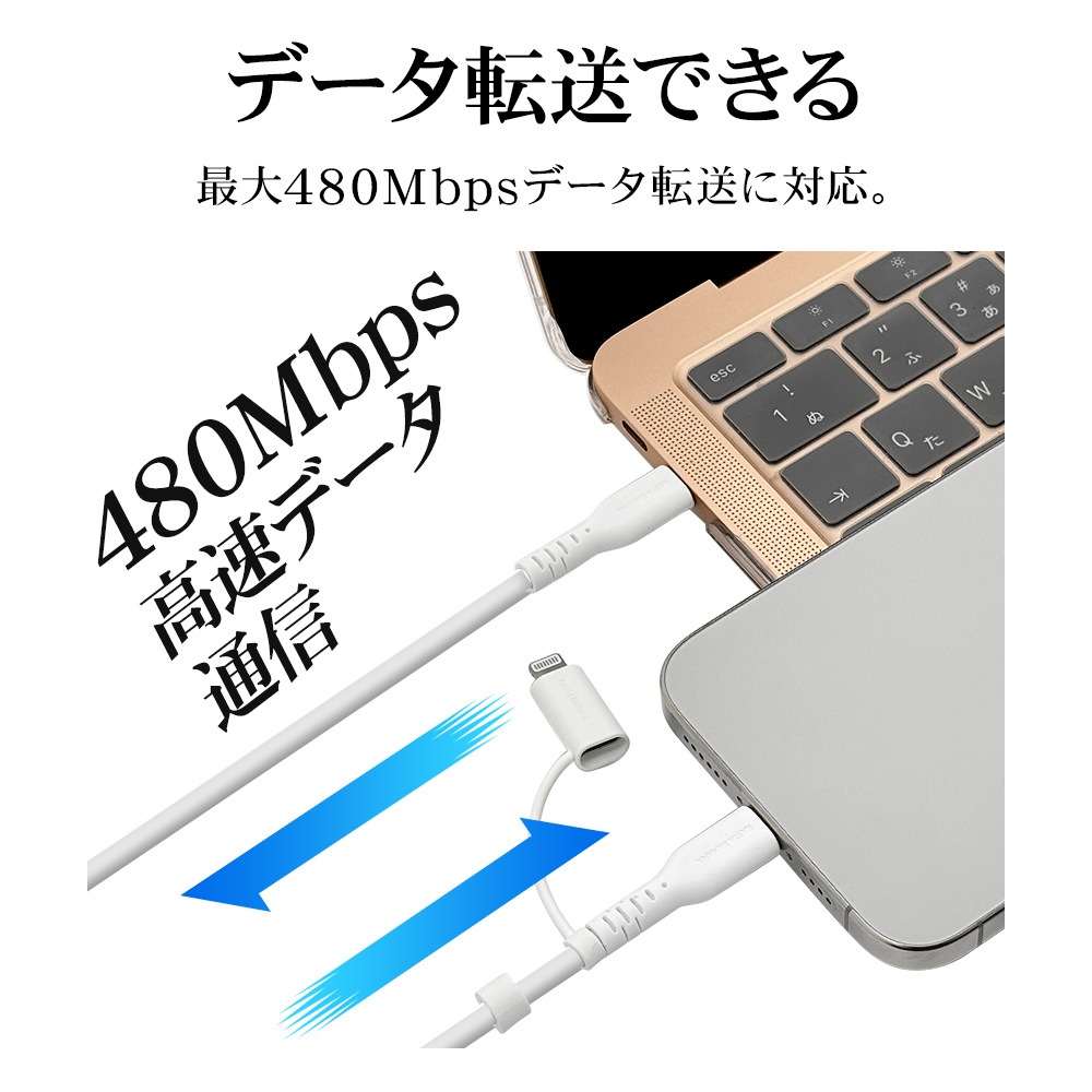 iPhone iPad iPod ���ޥ� �����֥� �饤�ȥ˥� PD�б� ���餫�� ����ߤˤ��� ���� �̿� �Ѵ� Type-C to Type-C typec Power Delivery Lightning 3A 1m �ۥ磻�� ���ޡ��ȥե��� R10CACCCL3A01WH �饹���Хʥ�