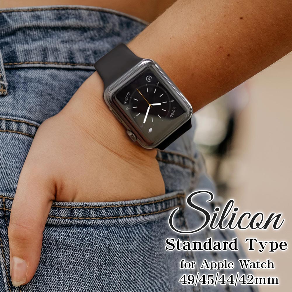 Apple Watch Ultra2nd Ultra Series9 8 7 6 5 4 3 SE��3���� SE��2���� SE 45mm 44mm 42mm���ꥳ�� �Х�� ����������ɥ����� �֥�å� ���åץ륦���å� RBAWS7445BK �饹���Хʥ�