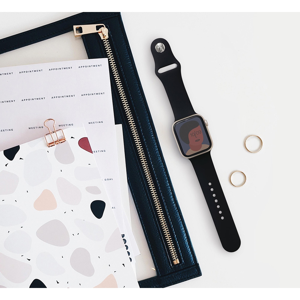 Apple Watch Ultra2nd Ultra Series9 8 7 6 5 4 3 SE��3���� SE��2���� SE 45mm 44mm 42mm���ꥳ�� �Х�� ����������ɥ����� �֥�å� ���åץ륦���å� RBAWS7445BK �饹���Хʥ�