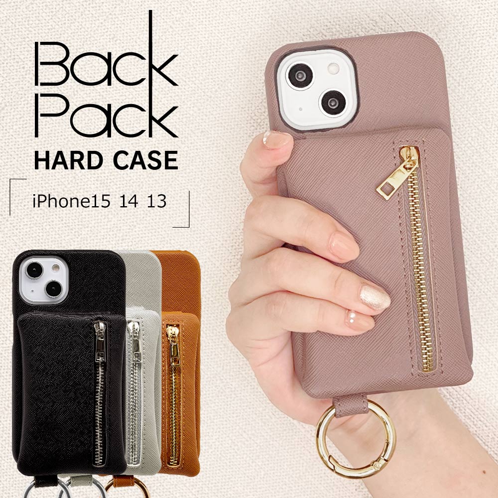 iPhone15 14 13 ������ ���С� �ϡ��ɥ����� �ե����ʡ��ݥ��å� ��󥰥��ȥ�å��դ� ��ɻ� ������� BackPack ������ �����ե���14 13 ���ޥۥ����� 7064IP261PC �饹���Хʥ�