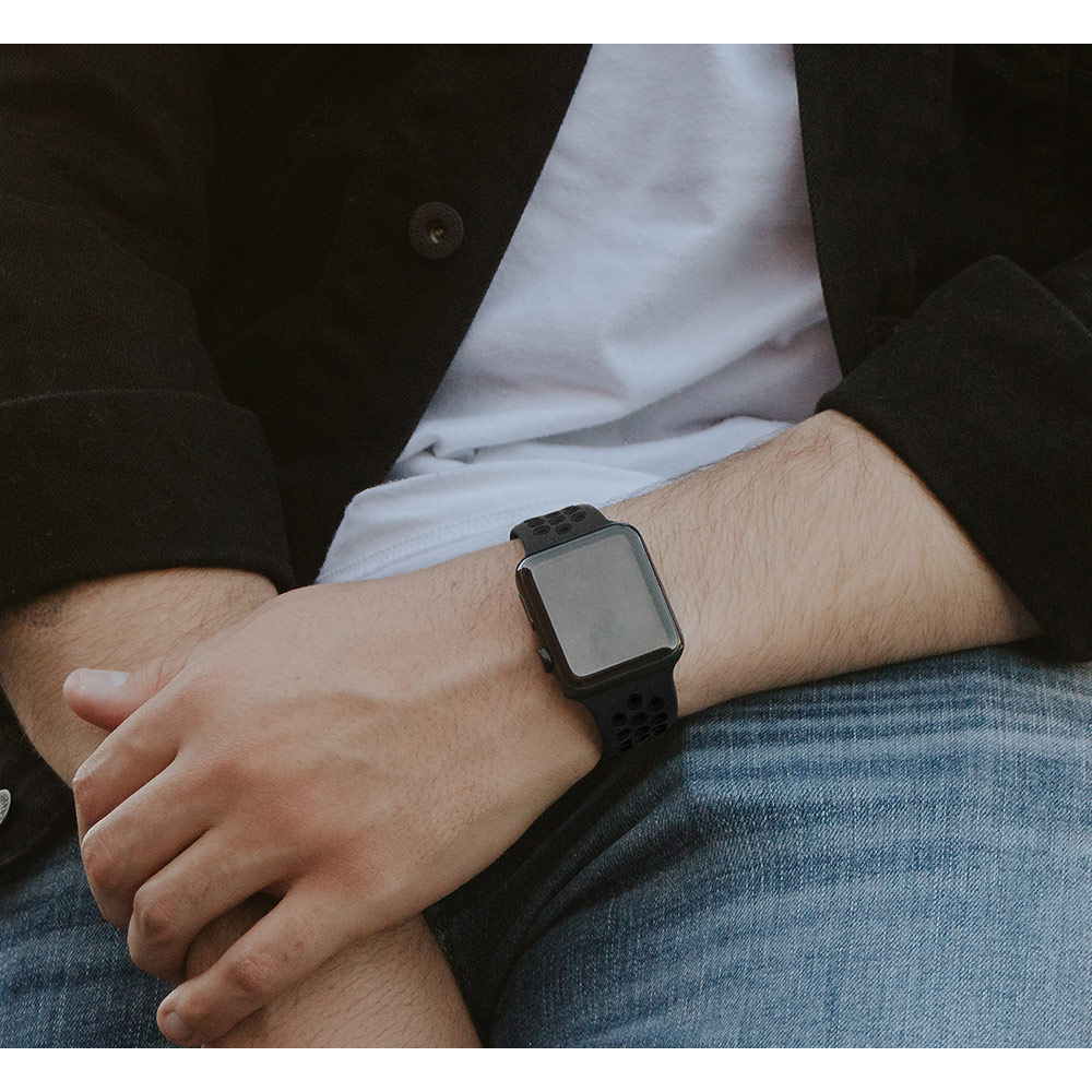 Apple Watch Ultra2nd Ultra Series9 8 7 6 5 4 3 SE��3���� SE��2���� SE 45mm 44mm 42mm ���ꥳ�� �Х�� ���ݡ��ĥ����� �֥�å� ���åץ륦���å� RBAWS7446BK �饹���Хʥ�