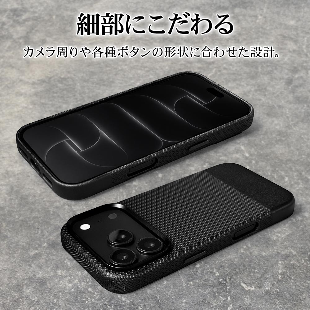 iPhone18 Pro 17 Pro ケース カバー ハイブリッド BLACK STONE Duoline
